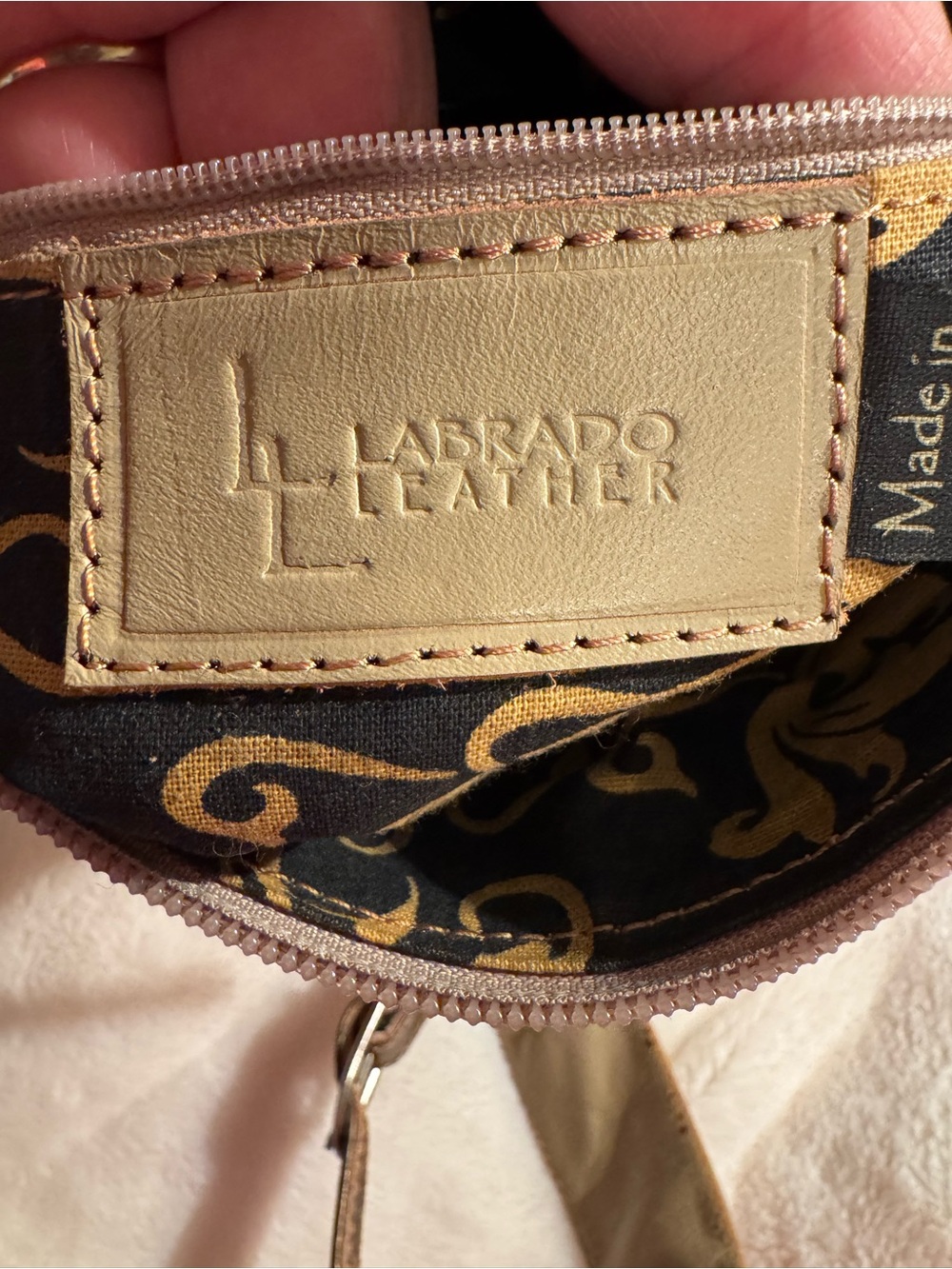 Labrado Leather in Beige and Brown - crossbody Embossed Leather Design - Picture 7 of 15
